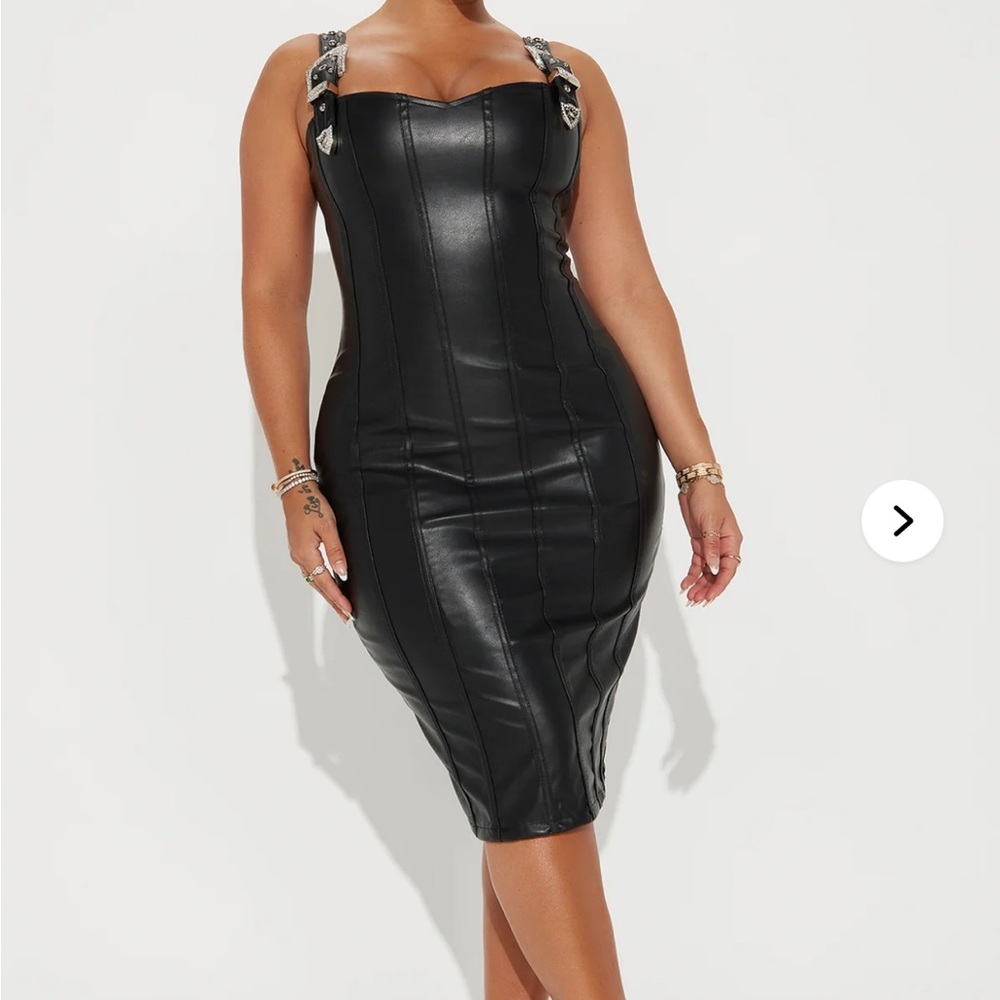 Elegant Black Leather Dress